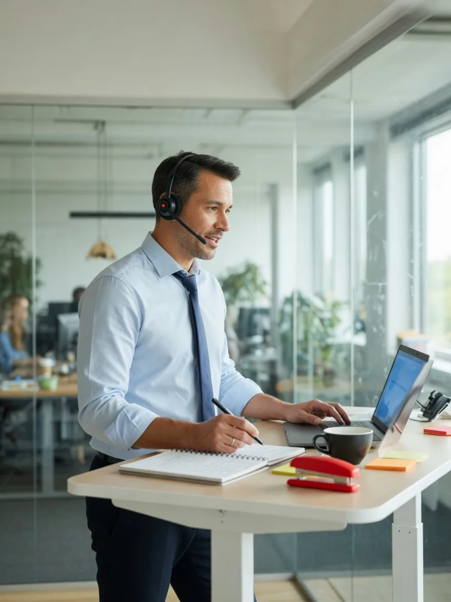 Sales development representative on a call